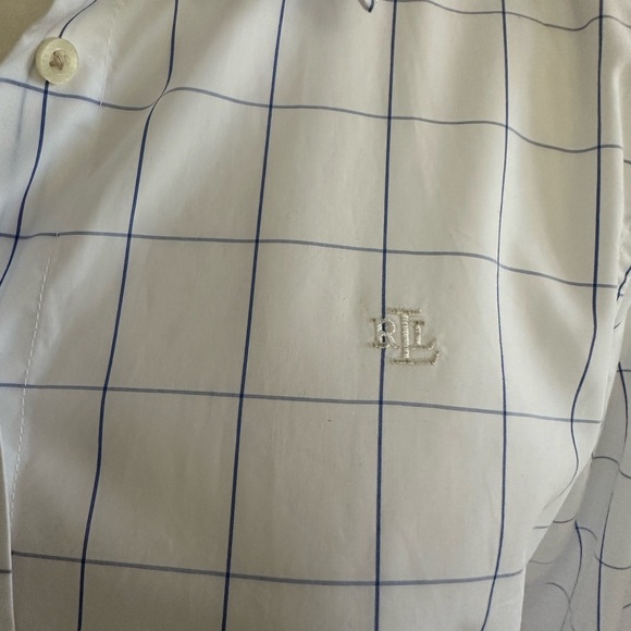 Ralph Lauren White and Blue Checkered Button Down Shirt - Picture 3 of 6